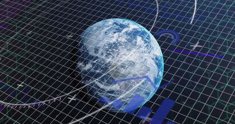Global financial data processing with grid and earth visualization