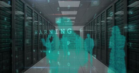 Cybersecurity Threats Warning in Data Server Room - Download Free Stock Images Pikwizard.com
