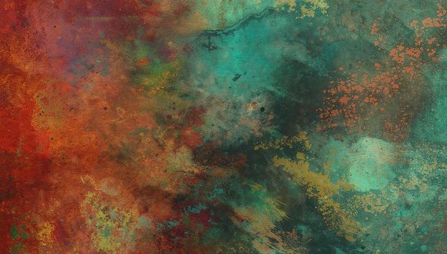 Vivid abstract texture with rich red orange and teal tones