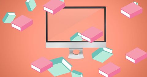 Digital Learning Concept with Books and Computer - Download Free Stock Images Pikwizard.com