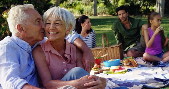 Senior Couple Enjoying Family Picnic Outdoors in Summer - Download Free Stock Images Pikwizard.com