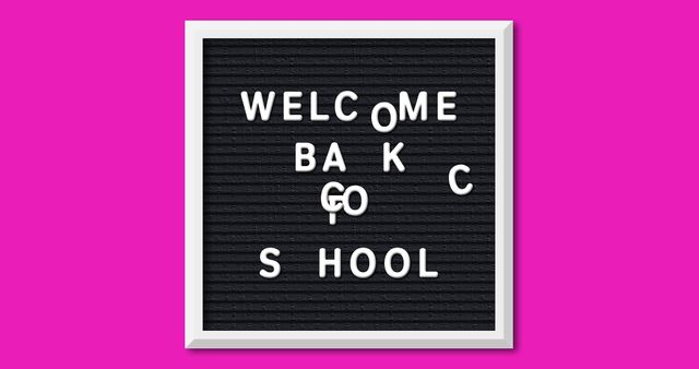 Welcome Back to School Signage on Vibrant Pink Background - Download Free Stock Images Pikwizard.com