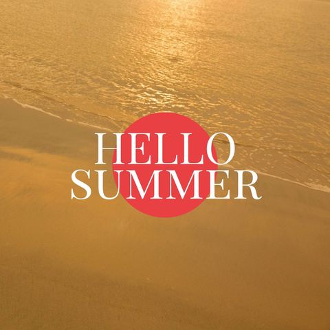 Hello Summer Greeting with Sun and Ocean - Download Free Stock Templates Pikwizard.com