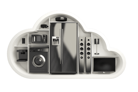 transparent cloud-shaped storage with modern appliances - Download Free Stock Videos Pikwizard.com