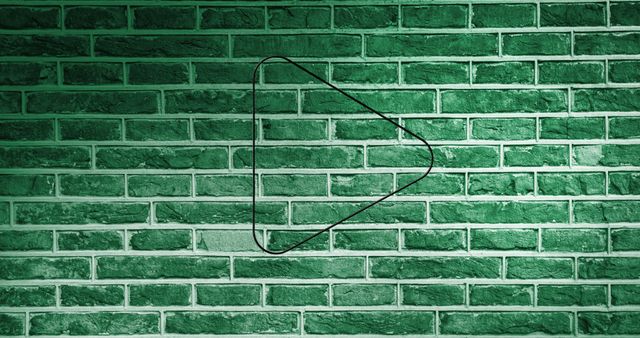 Neon Arrow Symbol Illuminating Green Brick Wall Background - Download Free Stock Images Pikwizard.com