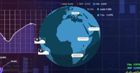 Global data processing and ai analytics concept