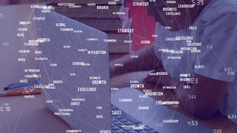 Global Business Concepts Overlaying Student Using Technology at School