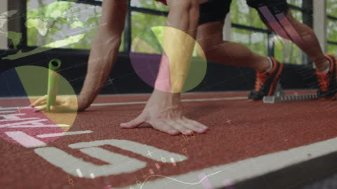 Athlete at Starting Line with Data Overlay