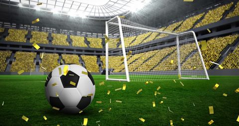 Celebratory Golden Confetti in Soccer Stadium - Download Free Stock Images Pikwizard.com