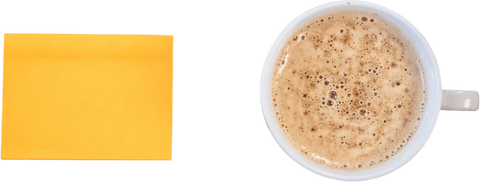 Transparent Concept of Coffee Cup and Yellow Note