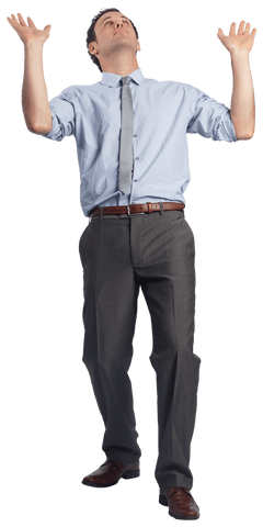 Transparent businessman celebrating success with raised arms