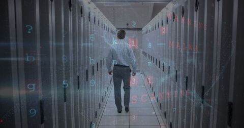 Data Professional in Futuristic Server Room with Digital Overlay - Download Free Stock Images Pikwizard.com
