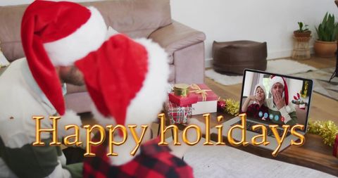 Friends Celebrating Christmas with Virtual Holiday Greeting