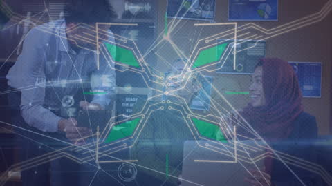 Executives Collaborating with Digital Technology in Office