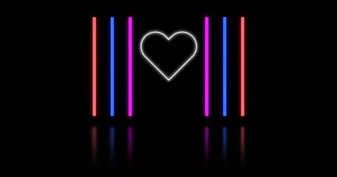 Neon heart with vibrant lines on black background