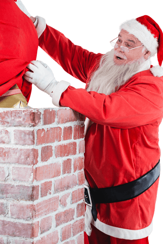 santa claus putting gifts in brick chimney transparent background - Download Free Stock Videos Pikwizard.com