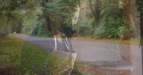 Barista in Serene Reflection Against Nature's Autumn Backdrop