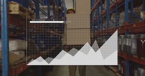 Warehouse Efficiency Concept with Digital Data Visual