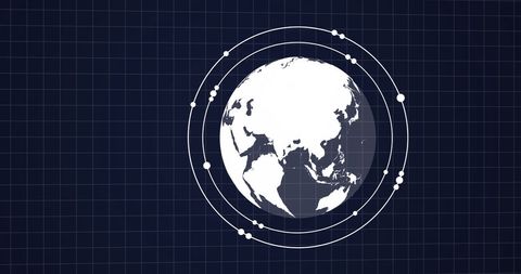Digital Globe with Orbiting Data Points on Grid - Download Free Stock Images Pikwizard.com