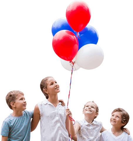 happy children holding colorful red, blue, white balloons transparent background - Download Free Stock Videos Pikwizard.com