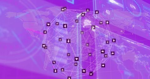 Global Networking and Data Visualization in Purple Tones - Download Free Stock Images Pikwizard.com