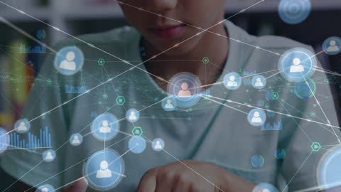 Boy Engaging with Digital Network Interface on Tablet