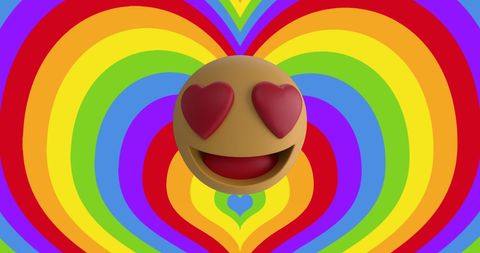Heart face emoji with vibrant rainbow background