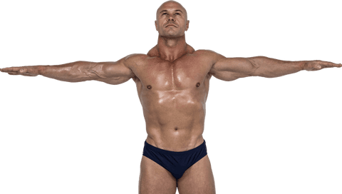 Transparent Muscle Pose with Outstretched Arms