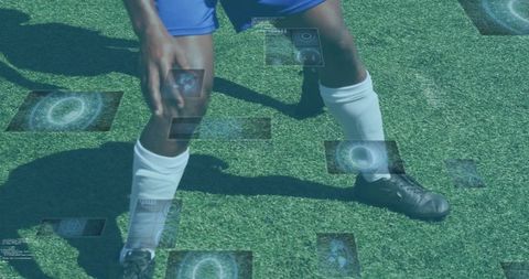 Futuristic Technology Overlay on Soccer Player in Game