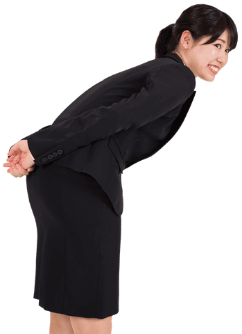 Transparent background: smiling asian businesswoman in professional attire