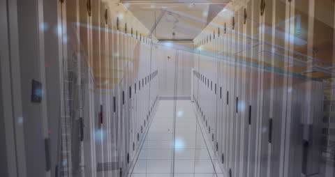 Animated Data Flow in Modern Server Room Environment