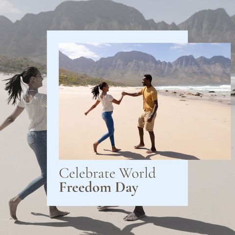 Couple Celebrating World Freedom Day on Beach