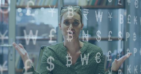 Caucasian Businesswoman Analyzing Financial Statistics