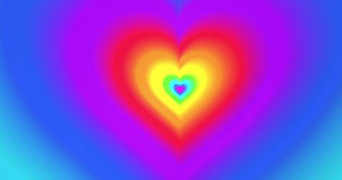 Vibrant Digital Tunnel of Layered Rainbow Hearts