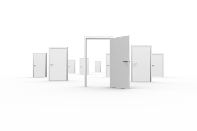 Multiple White Doors on Transparent Background, Architecture Concept - Download Free Stock Videos Pikwizard.com