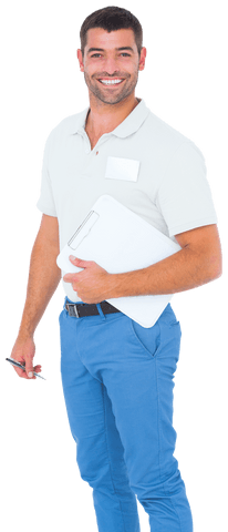 transparent smiling professional holding clipboard standing easily - Download Free Stock Videos Pikwizard.com