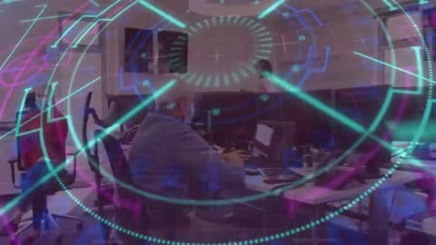 Business Team Working with Futuristic Digital Tech Interface