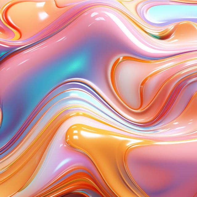 Vibrant abstract liquid waves with metallic and glossy appearance. Fluid shapes and bright colors create a futuristic and dynamic design. Ideal for backgrounds, digital art, UI design, and branding.