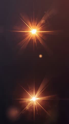 Pulsing Amber Starburst Twin Flares Vertical Loop Background with Bokeh Glow