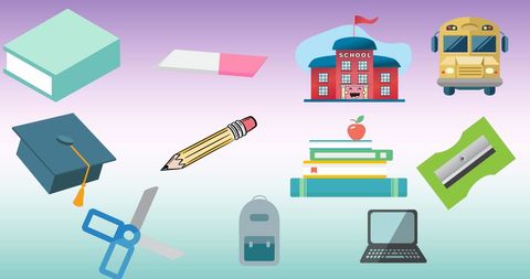 Education and School Icons on Colorful Gradient Background - Download Free Stock Images Pikwizard.com