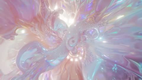 Pastel Ribbon Sculpture Pulsating with Digital Fluidity and Energy