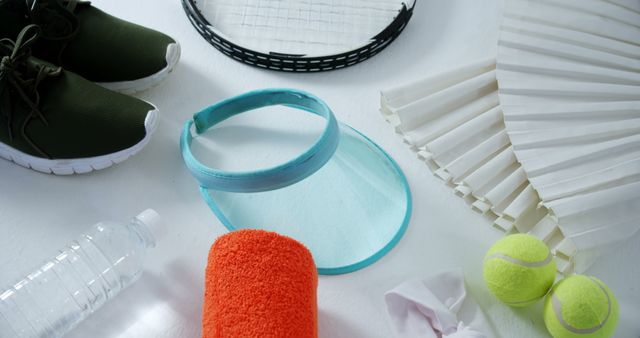 Tennis and Badminton Equipment with Running Shoes on White Background - Download Free Stock Images Pikwizard.com