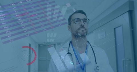 Doctor Approaching with Interactive Medical Data Display