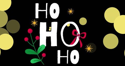 Festive 'ho ho ho' christmas graphic with decorations