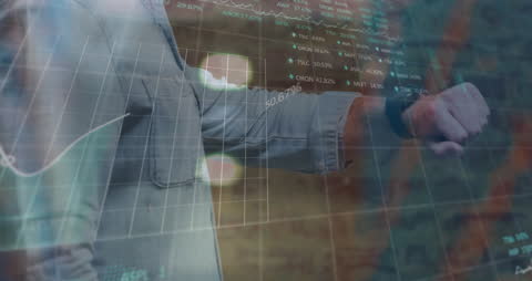 Digital Data Overlay on Man With Smartwatch