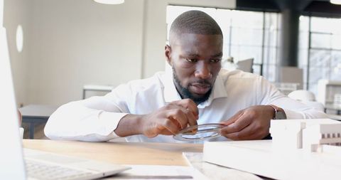 African American Architect Measuring Architectural Model in Office - Download Free Stock Images Pikwizard.com