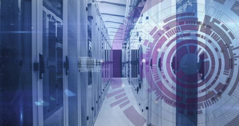 Futuristic Data Center with Digital Global Connections Overlay - Download Free Stock Images Pikwizard.com