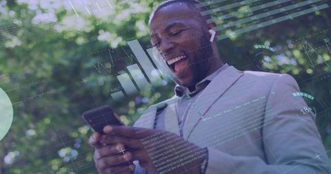Businessman Engaging with Digital Financial Data outdoors - Download Free Stock Images Pikwizard.com