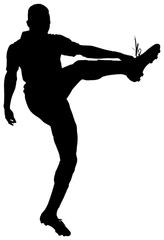 Transparent football player silhouette kicking ball vector