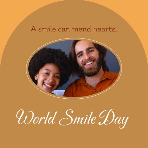 happy diverse couple smiling on world smile day - Download Free Stock Templates Pikwizard.com
